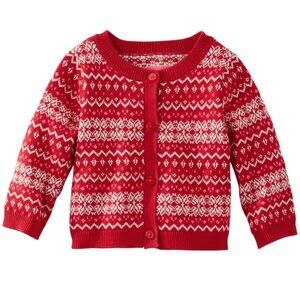 NWT Oshkosh B'gosh Toddler Baby Girls Sweater RED Fair Isle Button-Down …